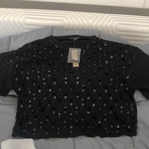 J crew Black sequin top size large brand new